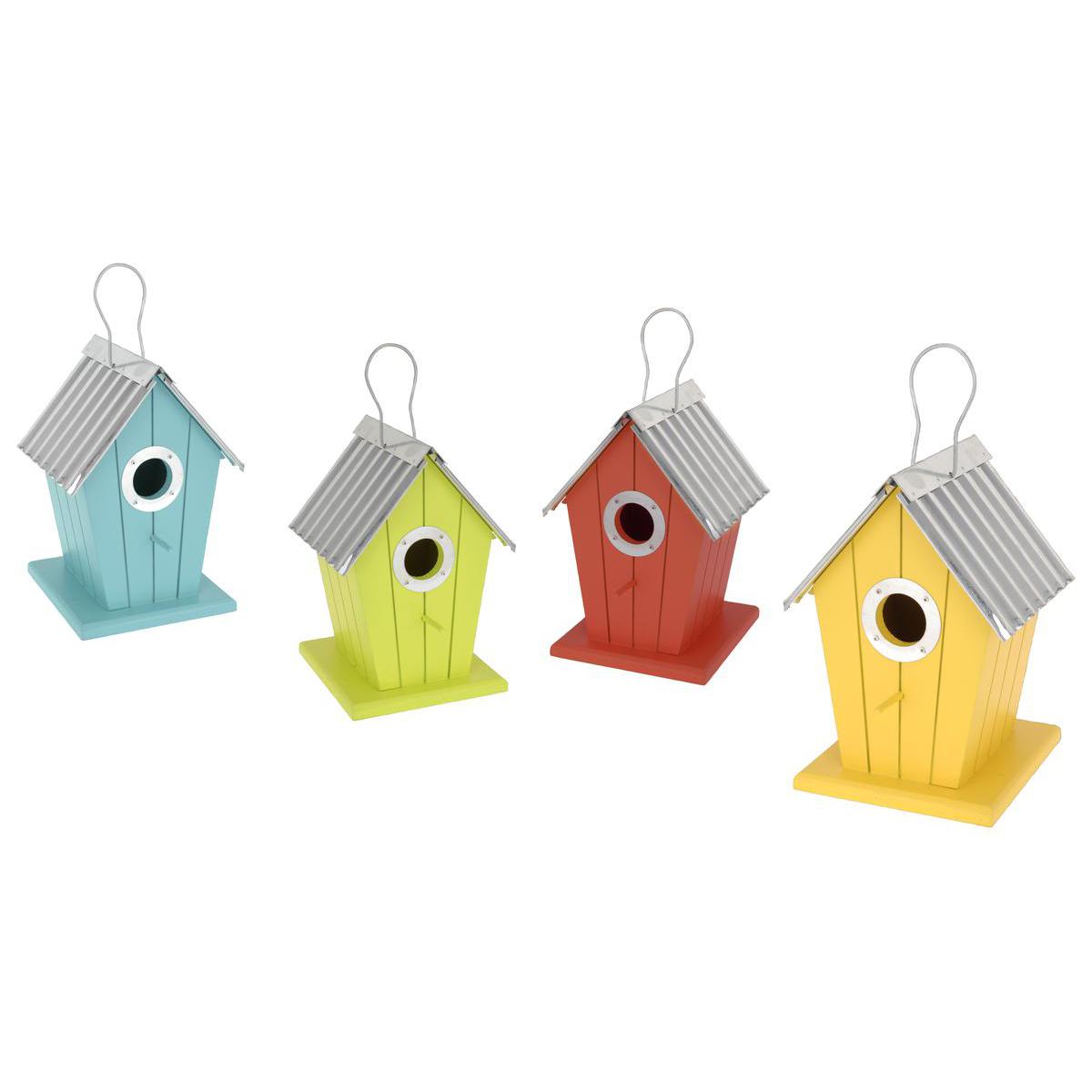 Nichoir - Bois et aluminium - 22 x 15 cm - Bleu, vert, rouge ou jaune Nichoir - Bois et aluminium - 22 x 15 cm - Bleu, vert, rouge ou jaune