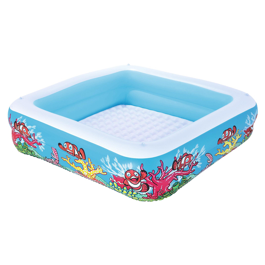 Piscine Gonflable Carrée Pare Soleil Pvc Bleu Plein Air La