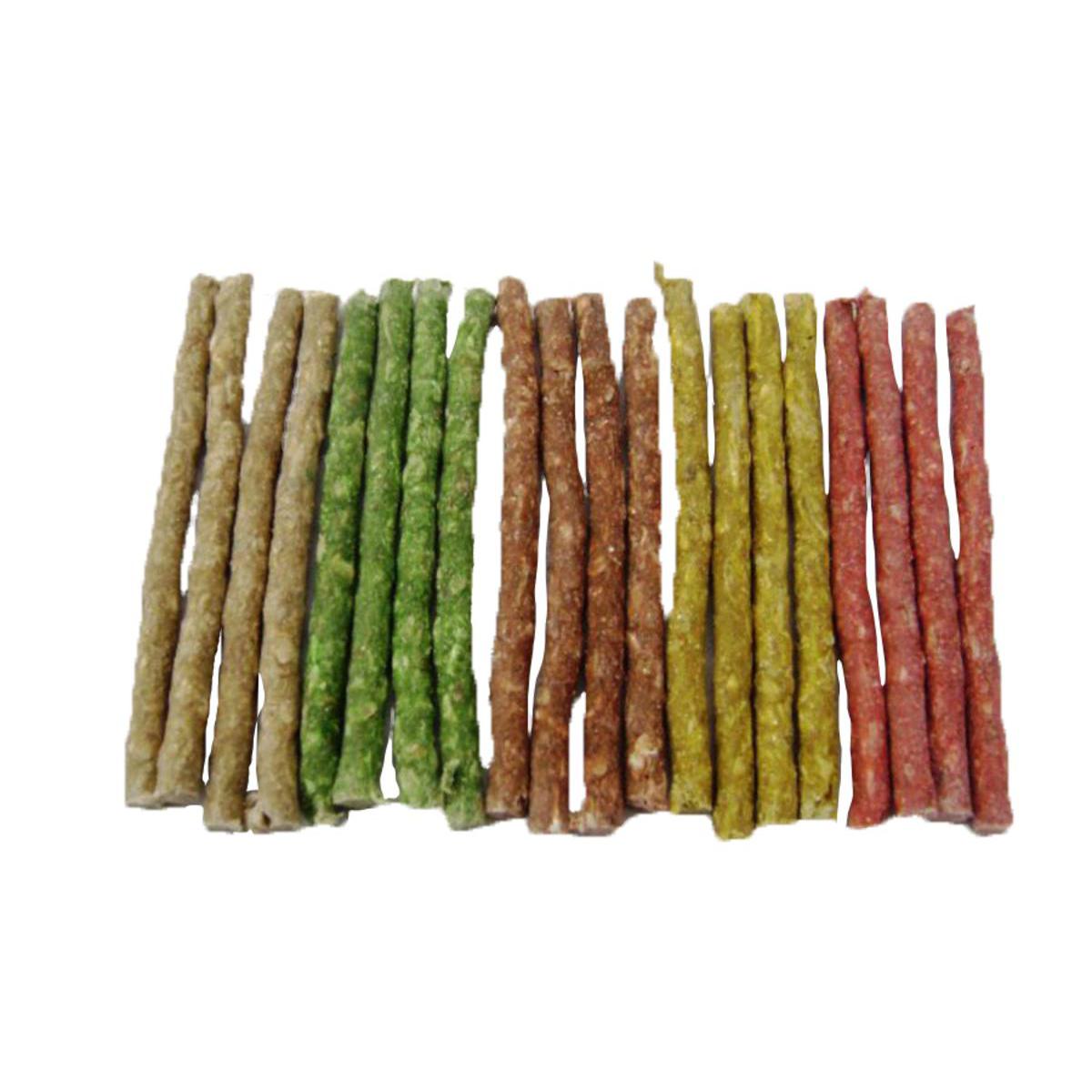 Lot de 20 bâtonnets aromatisés - Peau de buffle - D 0,8 x 13 cm - Vert, jaune, blanc ou rouge