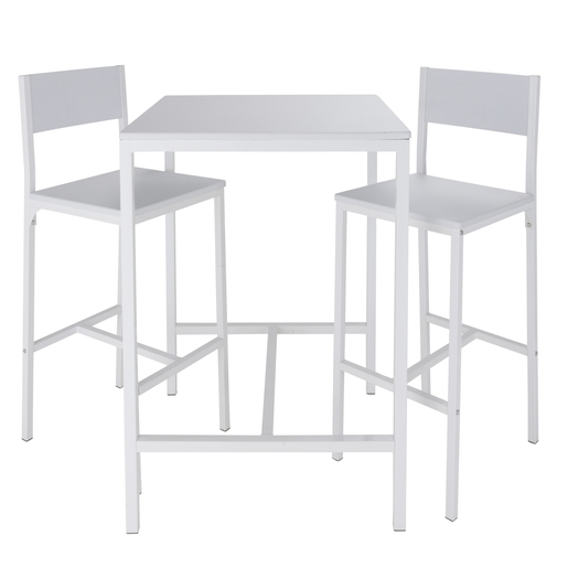 Table Haute 2 Chaises 60 X 60 X H 87 Cm Blanc Tables De