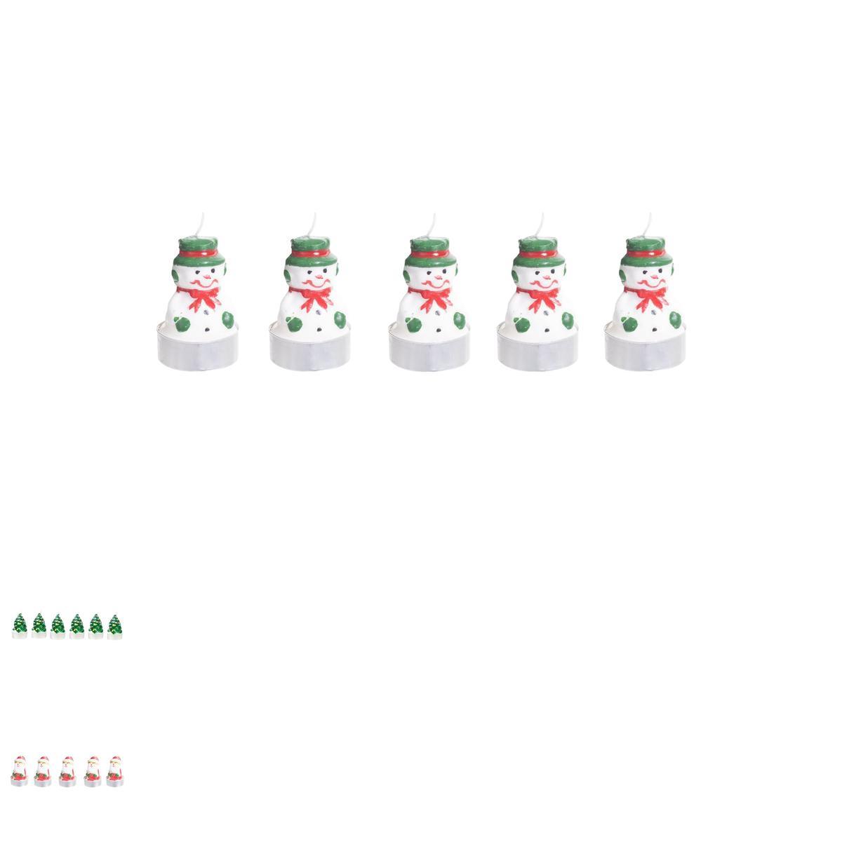 5 bougies chauffe-plat bonhomme de neige, Père Noël ou sapin - Différents modèles 5 bougies chauffe-plat bonhomme de neige, Père Noël ou sapin - Différents modèles