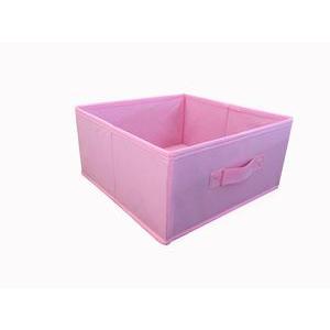 Cube de rangement - 100 % Polyester - 28 x 28 x H 13 cm - Rose