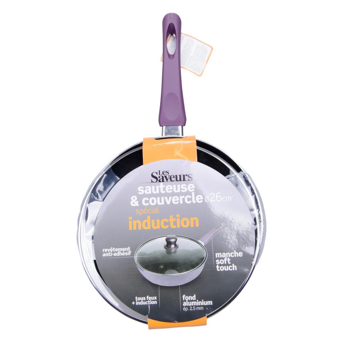 Sauteuse avec couvercle - Aluminium - Ø 26 cm - Noir et gris Sauteuse avec couvercle - Aluminium - Ø 26 cm - Noir et gris