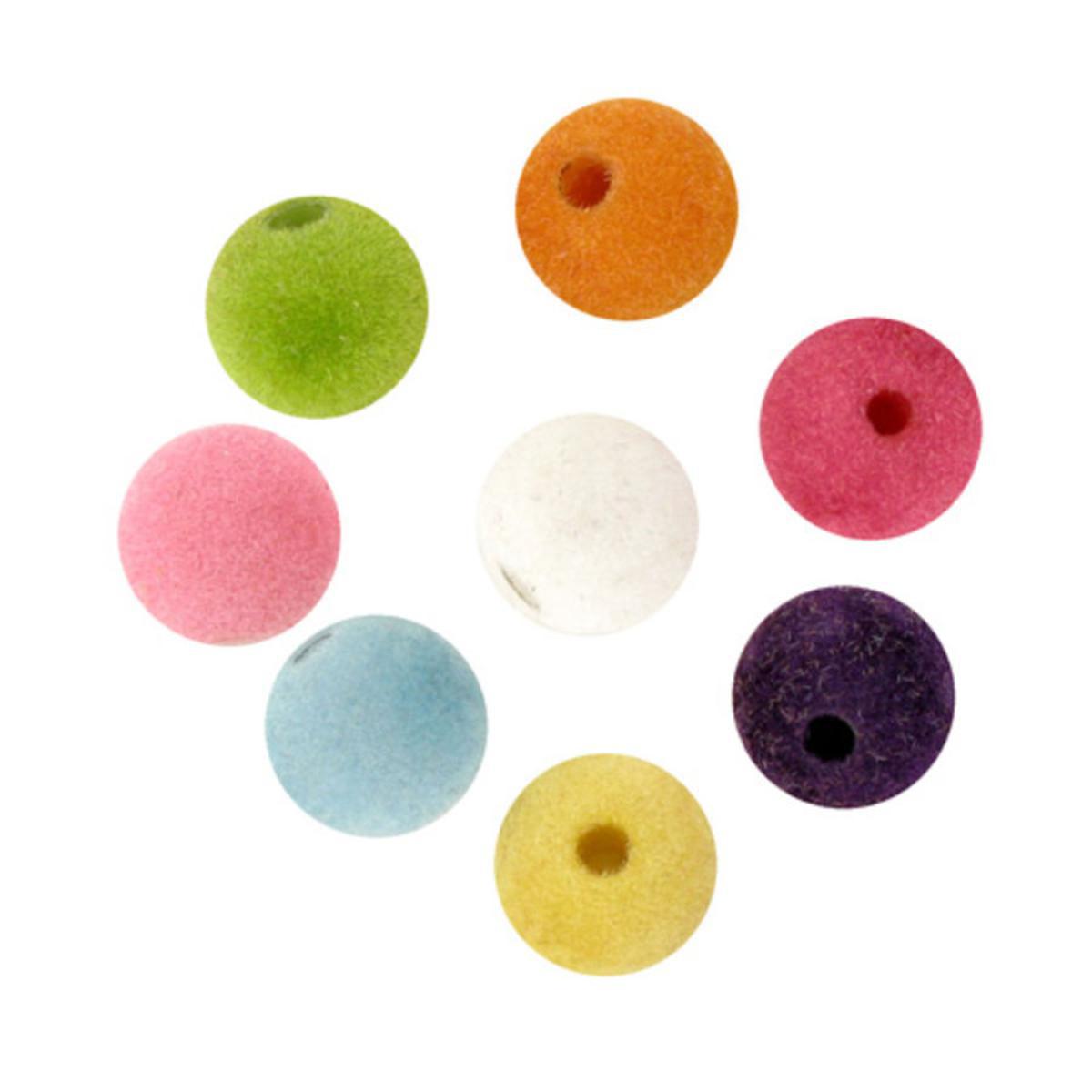 Perles acryliques velours 8 couleurs 35 g - 12 mm - Multicolore