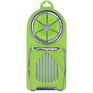 Coupe œuf - Inox et plastique - 25,5 x 12 x 4,5 cm - Vert et gris