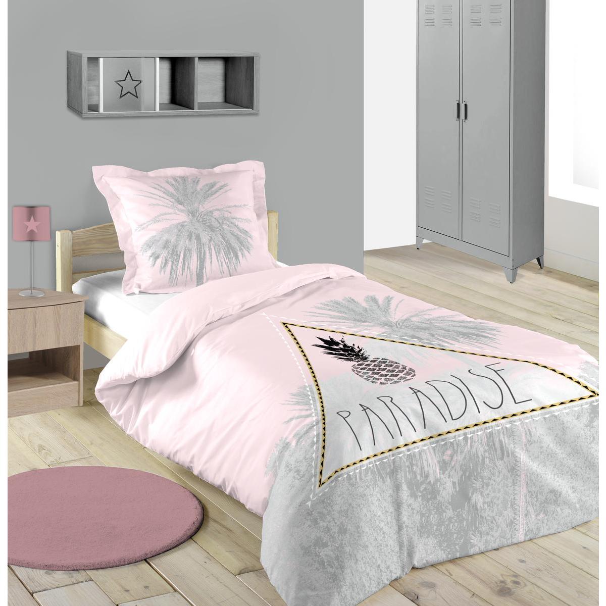 Housse de couette Paradisia - L 200 x l 140 cm - Rose