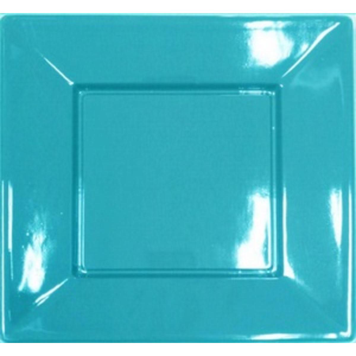 Extiff Lot de 25 Assiettes Colorées en Plastique Recyclable Turquoise, 18 x 18 cm Dimensions et Couleurs au Choix