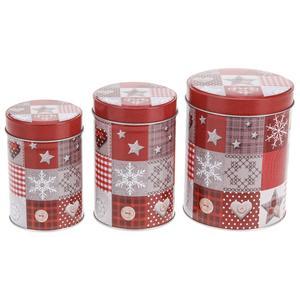 3 boîtes à provisions rondes - Rouge, blanc
