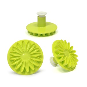 Lot de 3 emporte-pièces avec poussoir modèle fleur - Environ 4 cm – Vert
