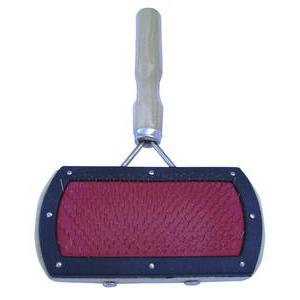Brosse cadre simple - Bois et métal - 18 x 10 x H 2,5 cm - Marron