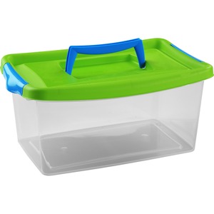 boîte de rangement avec couvercle et poignée en plastique - 4 litres - Vert, transparent