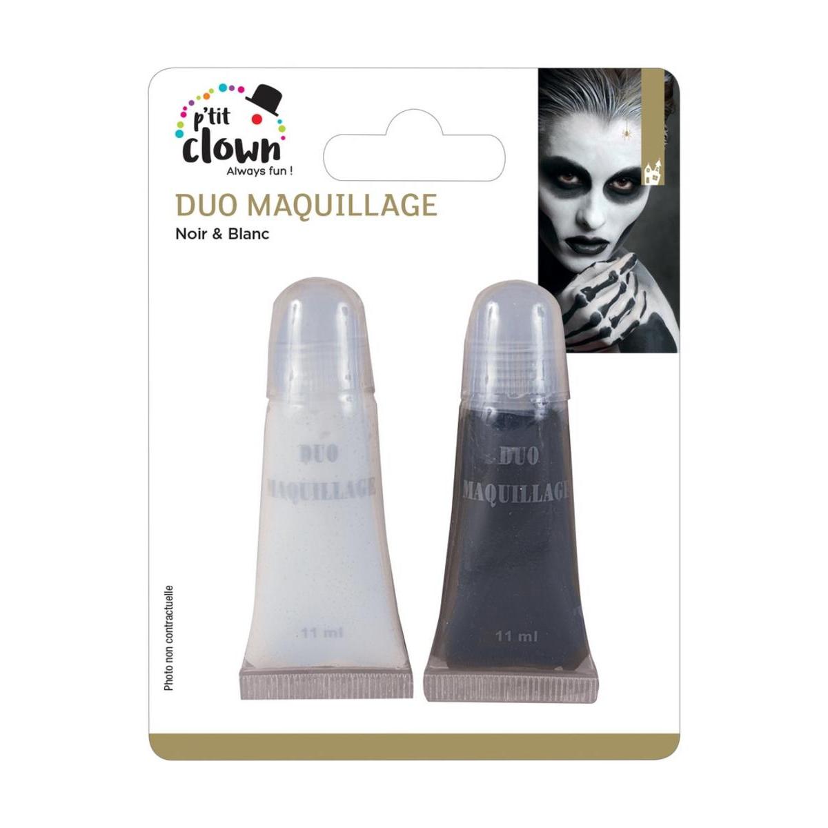 Maquillage D'Halloween Noir + Blanc Visage Corps Peinture Effets Spéciaux  Kit de Maquillage Kits de Peinture de Visage pour Adulte Couverture  Complète