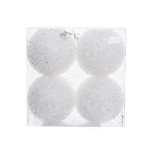 BOULE BLC NEIGE PAILLT D8CM X4