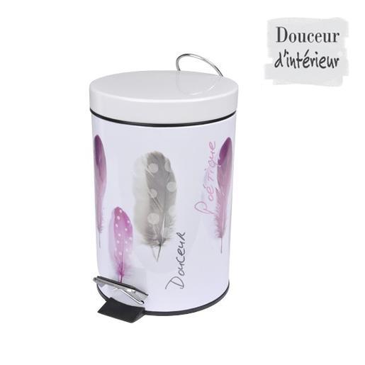 Poubelle Metal Blanc Violet Accessoires Salle De Bain La
