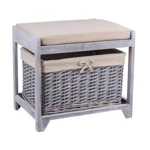 Banc 1 panier - Paulownia - 48 x 34 x H 42 cm - Gris