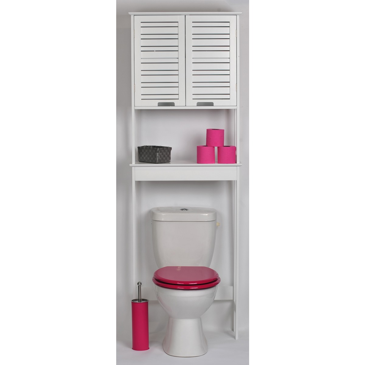 Meuble dessus de WC collection MIAMI - 173 x 63 x 23 cm - Blanc laqué Meuble dessus de WC collection MIAMI - 173 x 63 x 23 cm - Blanc laqué