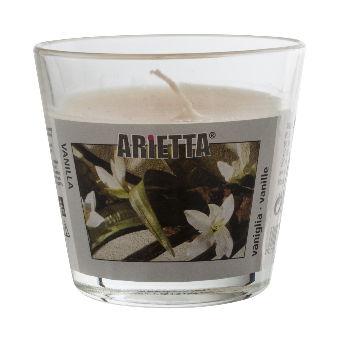 Bougie parfumée vanille dans son pot - Diamètre 9 x H 8 cm - Rouge, transparent