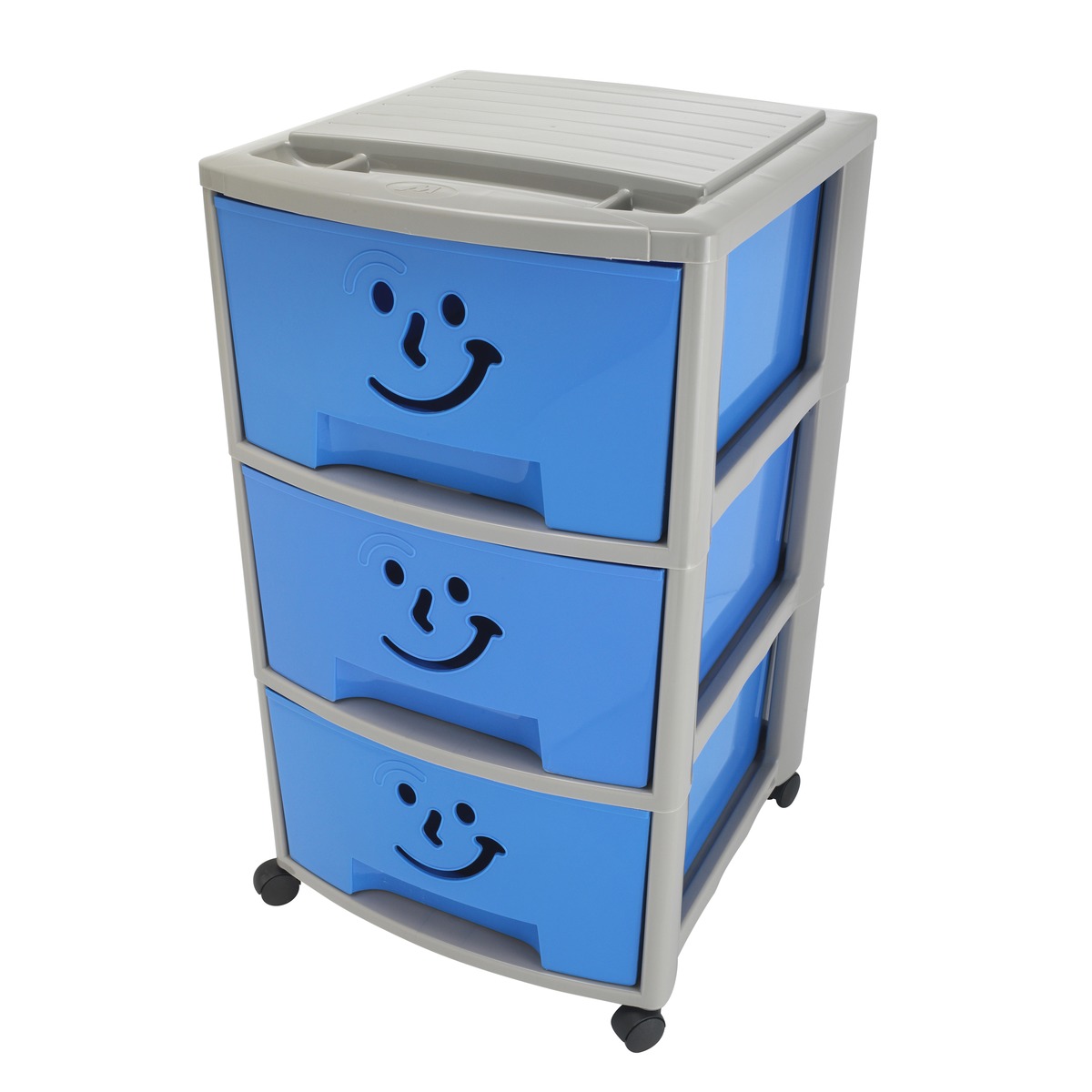 Tour de rangement enfant 3 tiroirs - 39 x 37 x H 67 cm - Bleu