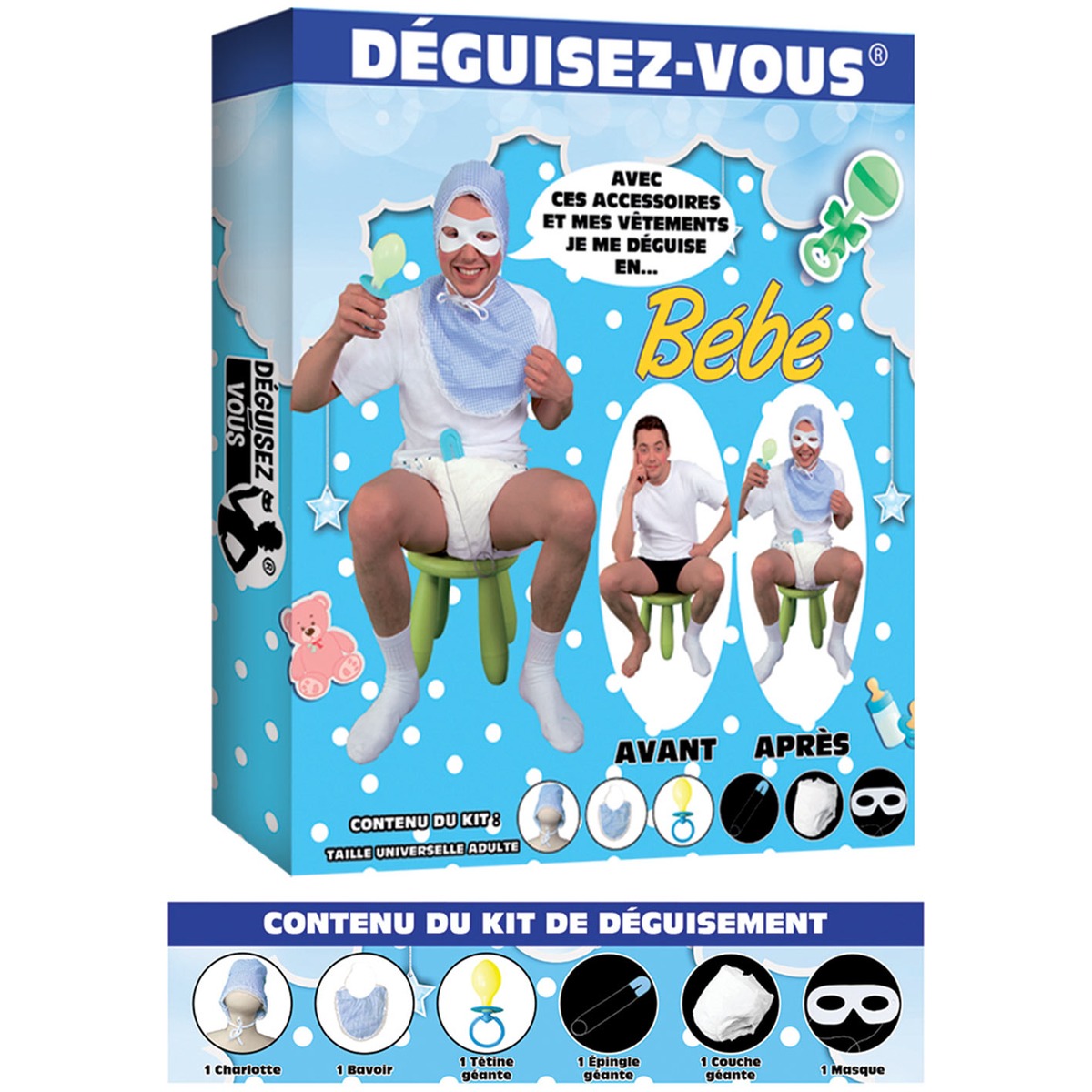 Kit De Deguisement Bebe Homme 6 Pieces Taille Unique Bleu Blanc Deguisements Homme La Foir Fouille