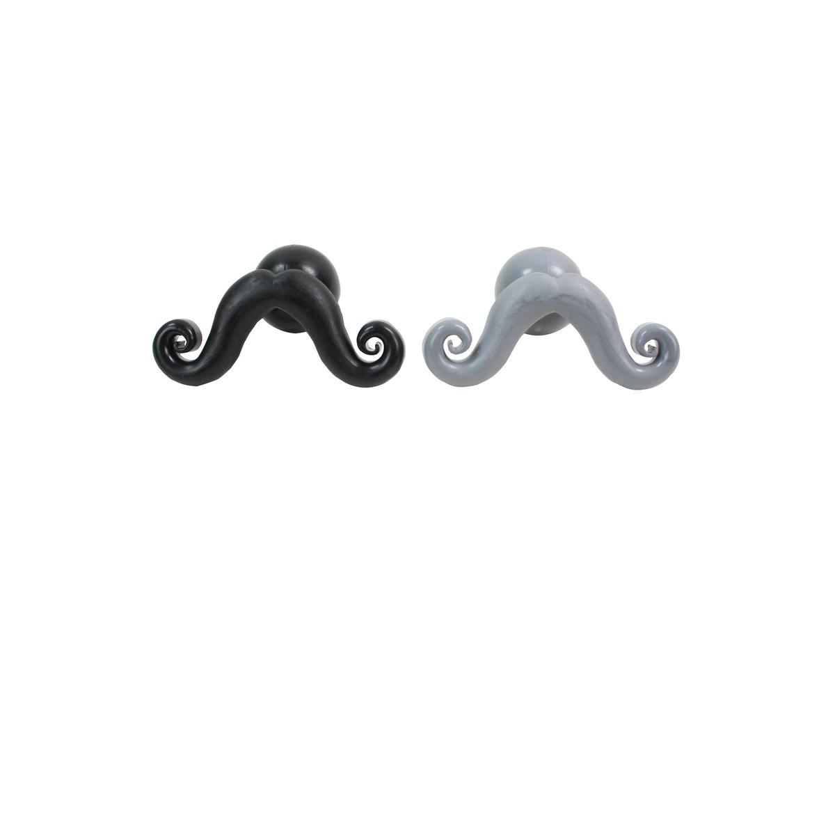 Jouet dur moustache - Caoutchouc - 13 x 8 x H 7 cm - Noir et gris