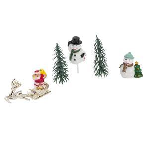 6 décorations pour bûches de Noël - Plastique - 10 x 5 cm - Multicolore