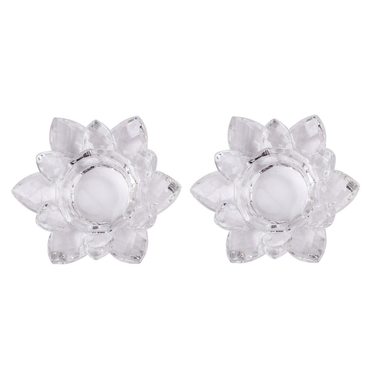 Coffret 2 photophores fleurs - Verre - 22 x 12 cm - Transparent Coffret 2 photophores fleurs - Verre - 22 x 12 cm - Transparent