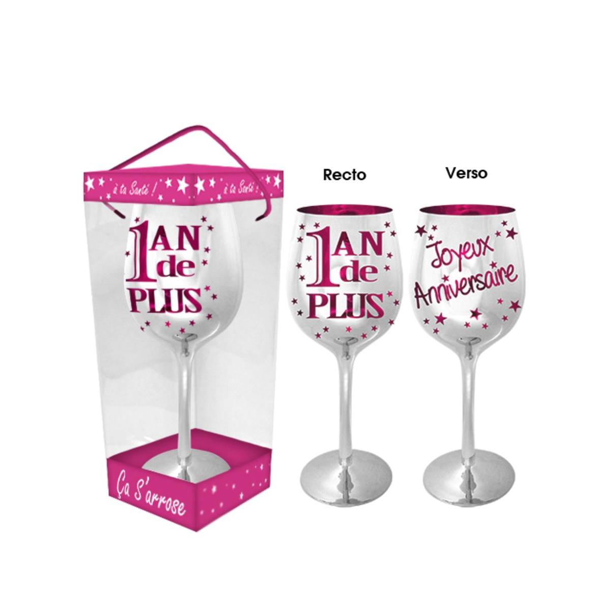 Verre A Vin Rose Chrome Joyeux Anniversaire Anniversaire La Foir Fouille