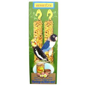 Lot de 2 bâtonnets aux œufs pour oiseaux exotiques - Bois et graines - 20 x 7 x H 2,7 cm - Orange