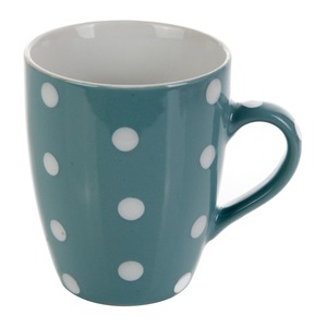 Mug à pois en grès pour le petit-déjeuner - Diamètre 8,9 cm x H 10,6 cm - 350 ml - Bleu