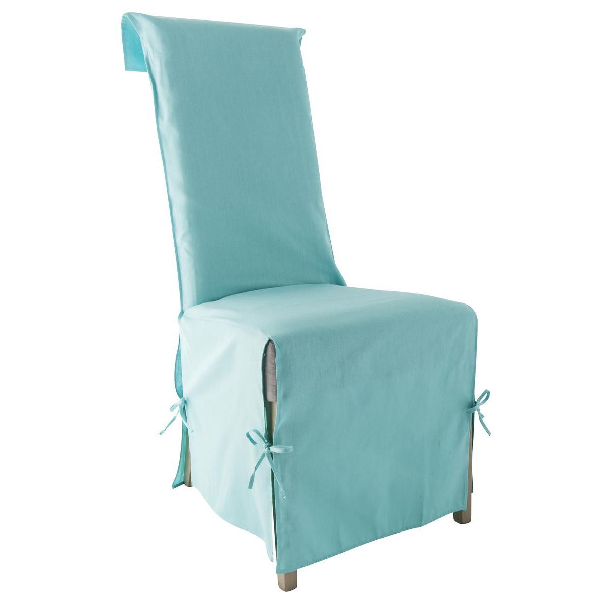 Housse de chaise panama - 40 x 40 x 72 cm - 100% coton - Bleu lagon Housse de chaise panama - 40 x 40 x 72 cm - 100% coton - Bleu lagon