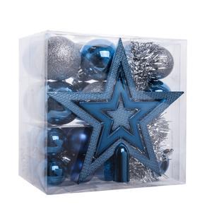 Kit Deco Sapin Bleu Argent Boules De Noel La Foir Fouille