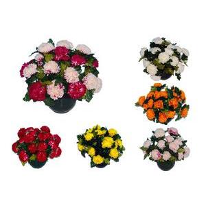 Coupe de 21 chrysanthèmes - Polyester, PVC et béton - H 40 cm - Différents coloris