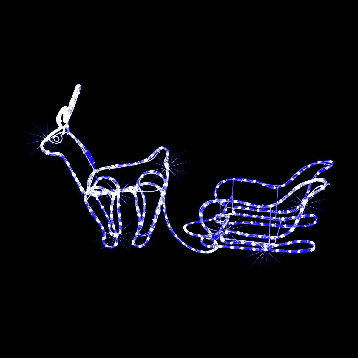 Rennes Et Traineau Lumineux Electrique Bleu Guirlandes Lumineuses Interieures De Noel La Foir Fouille