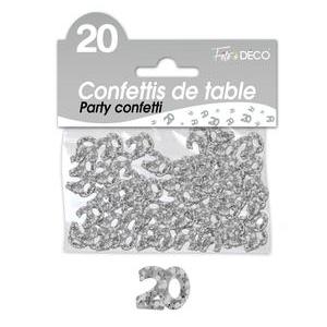 Confettis de table 20 ans argent