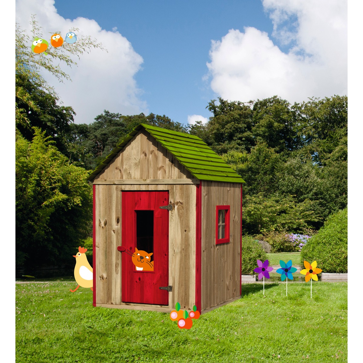 Maisonnette en pin - 135 x 118 x H 177 cm - Marron Maisonnette en pin - 135 x 118 x H 177 cm - Marron