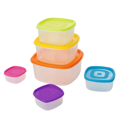 6 boîtes hermétiques - Plastique - Différents coloris 6 boîtes hermétiques - Plastique - Différents coloris