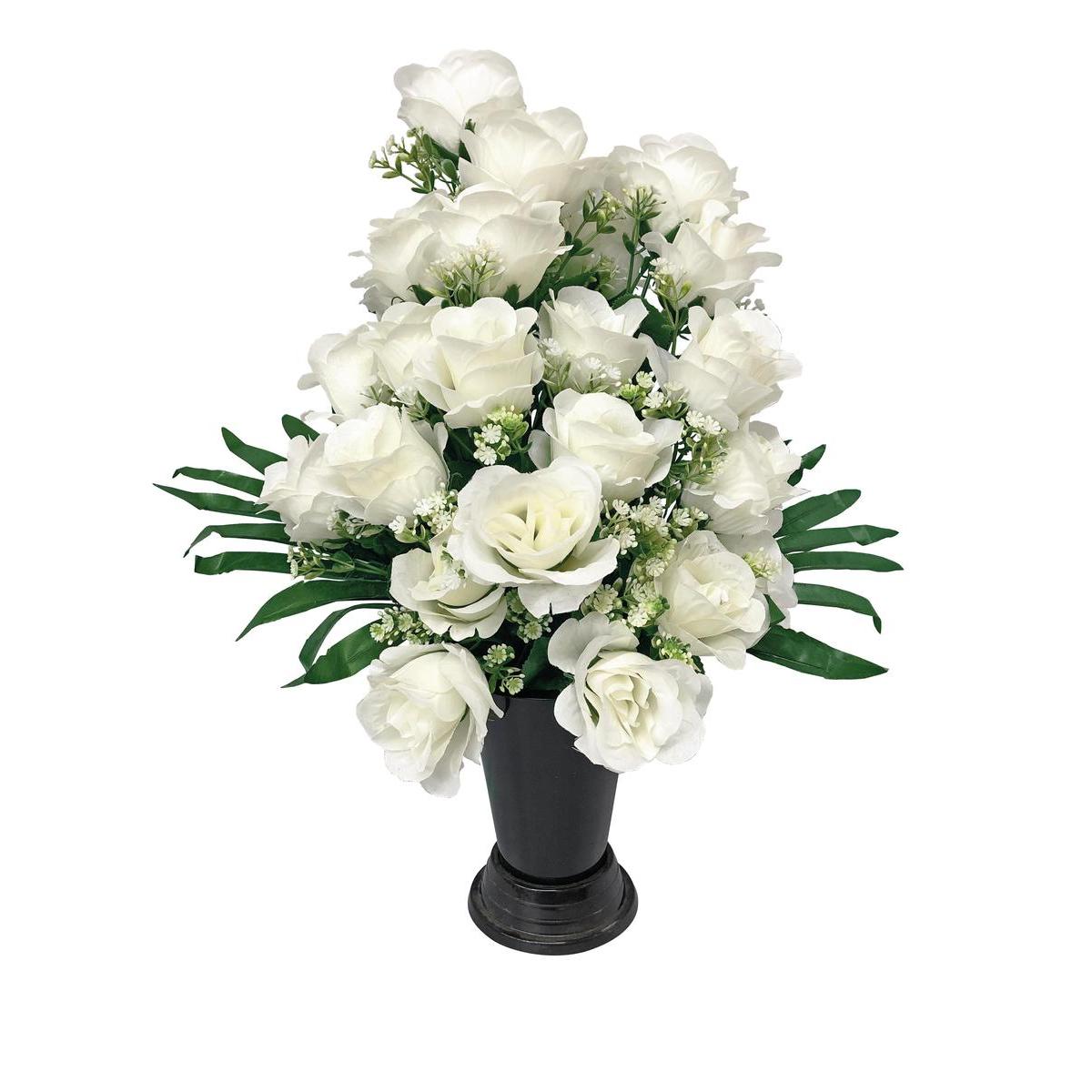 Composition de roses blanches artificielles - H 59 cm