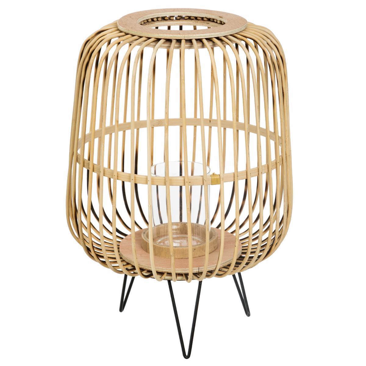 Lanterne bambou naturel et blanc ete ø 24,5 Lanterne bambou naturel et blanc ete ø 24,5