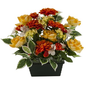 Jardinière de dahlias et de roses - Hauteur 38 cm - Orange