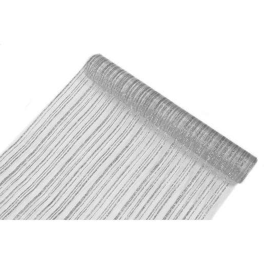 Chemin De Table Paillete Motifs Lignes Organza Gris