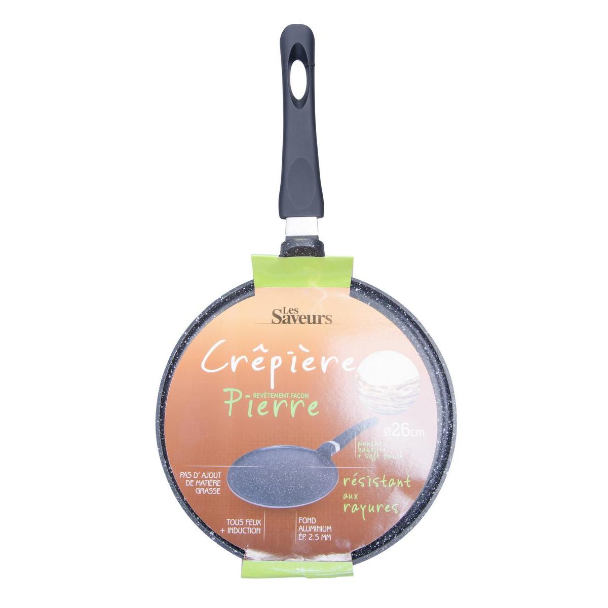 Crêpière pierre - Aluminium - Ø 26 cm - Noir Crêpière pierre - Aluminium - Ø 26 cm - Noir