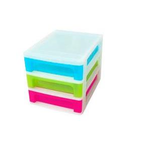 Tour de rangement 3 tiroirs - 35.5 x 26 x H 25.5 cm - Multicolore