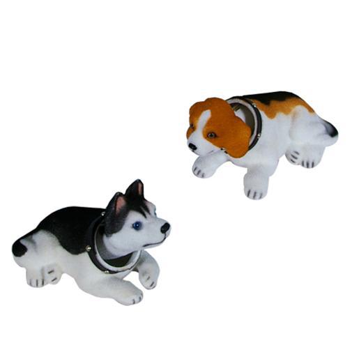 Chien Avec Tete Qui Bouge En Nylon Blanc Marron Noir Jouets