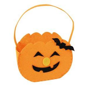 Sac citrouille Halloween - Feutrine - 6 x 10 x 11,5 cm - Orange