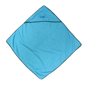 Cape de bain enfant avec capuche - Maille polaire - 75 x 75 cm - Bleu