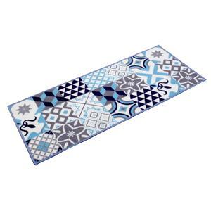 Tapis de cuisine à motifs carreaux de ciment - L 120 x H 0.5 x l 7 cm - Gris
