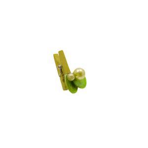 Pince décorative perle - Bois et plastique - Vert mentre