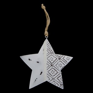 Suspension Noël étoile - 18 x 1,5 x 18 cm - Blanc