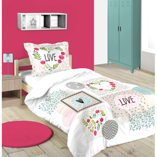Housse De Couette Heartlove L 200 X L 140 Cm Multicolore