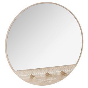 Miroir rond et 3 pateres bois